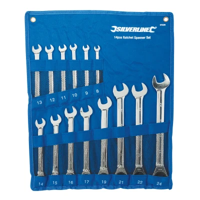 Afbeelding van Silverline Vaste Steek Ringratelsleutel Set 8 t/m 24 mm 14 delig