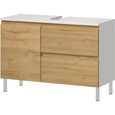 Afbeelding van Germania Torrance Wastafelonderkast 80 cm Wit / Eiken