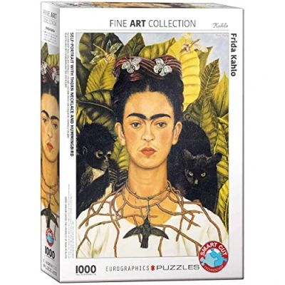 Afbeelding van Zelfportret met ketting en Hummingbird van Frida Kahlo 1000 stukjes puzzel