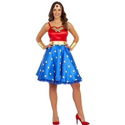 Afbeelding van FUNIDELIA Klassiek Wonder Woman Kostuum voor vrouwen Maat: L Rood