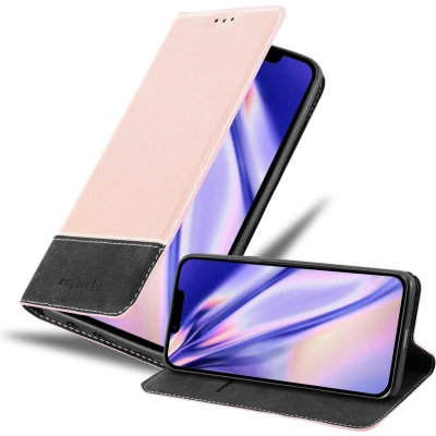 Afbeelding van Cadorabo Hoesje geschikt voor Apple iPhone 14 PLUS in ROSE GOUD ZWART Beschermhoes met magnetische sluiting, standfunctie en kaartvakje Book Case Cover Etui