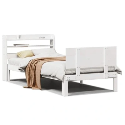 Image de vidaXL Cadre de lit et tête blanc 100x200 cm bois pin massif