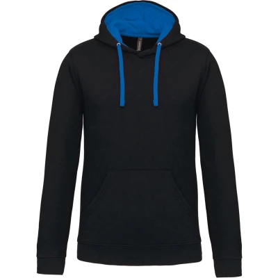 Afbeelding van Kariban Hooded sweater met contrasterde capuchon K446 Black / Light Royal Blue
