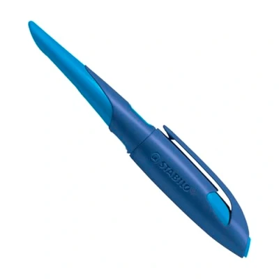 Afbeelding van Ergonomische schoolpen STABILO EASYbirdy, A, middernachtblauw/azuur, linkshandig.