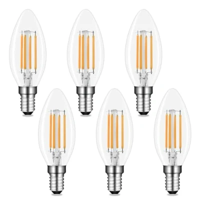 Afbeelding van Ledlamp, E14, C35, 4 W, koudwit, 6000 K, 400 lm, AC 230 V, komt overeen met 40 gloeilamp, kleine E14 fitting voor decoratieve verlichting, niet dimbaar, 6 stuks