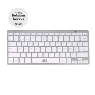 Afbeelding van ACT AC5605 Multimedia Toetsenbord Bluetooth Azerty/BE layout iOS MAC OS Android Windows Portable Wit