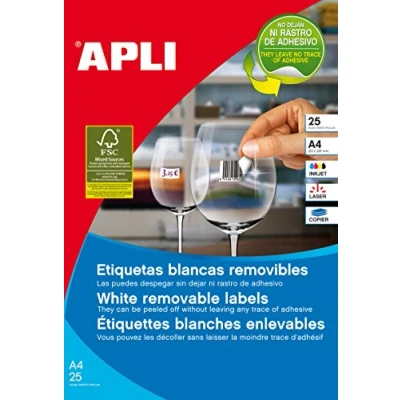 Afbeelding van Apli afneembare witte etiketten ft 35,6 x 16,9 mm (b h), 2.000 stuks, 80 per blad etui van 25 etiket