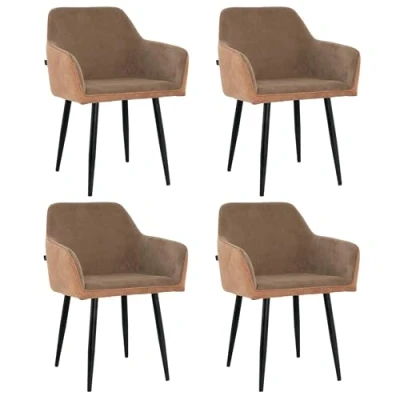 Afbeelding van Lina® Tony Eetkamerstoel Bruin Set van 4 Ribstof