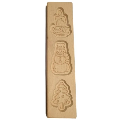Afbeelding van Speculaasplank Kerst (Kaars/Sneeuwpop/Kerstboom) (3x) 8x7cm.