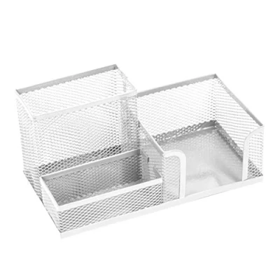 Afbeelding van Leviatan bureau organizer pennenhouder van metaal met mesh notitieboek 205 x 103 98 mm parelmoer