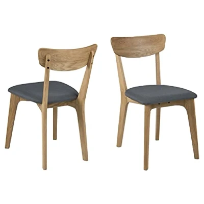 Afbeelding van Eetkamerstoel Lysta stof donkergrijs (2 stuks) Grijs Hout
