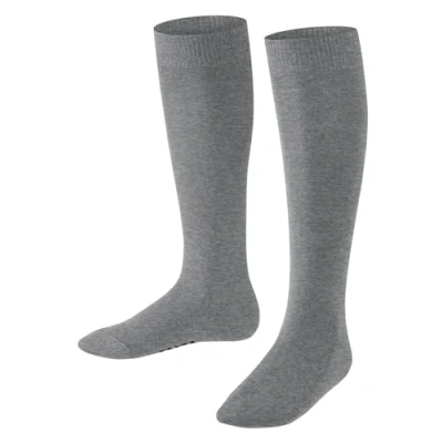 Image de FALKE Family K KH coton unies 1 paire, Chaussettes longues Mixte enfant, Gris (Light Grey Melange 3390) nouveau écologique, 35 38