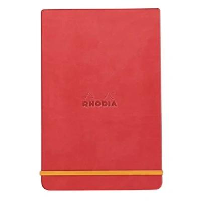 Afbeelding van RHODIA Rhodiarama 194367C Notitieboek, koraal, A6, gelinieerd, 192 pagina&#039;s afneembaar, licht papier, ivoorkleurig, 90 g/m², bladwijzer, elastische sluiting, omslag van kunstleer