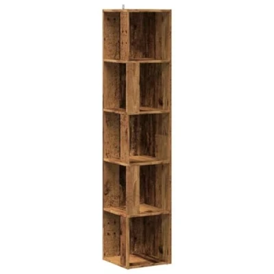 Afbeelding van vidaXL Hoekkast 33x33x165 cm bewerkt hout oud houtkleurig