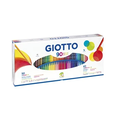 Afbeelding van GIOTTO Stilnovo &amp; Turbo Color 50 pastelpotloden en markers met fijne punt + 40 viltstiften, 2,8 3,3 mm, verschillende kleuren