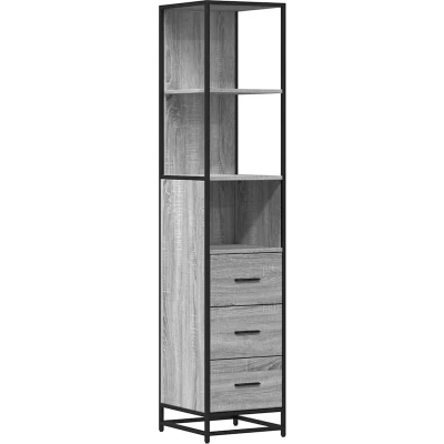 Afbeelding van Badkamerkast 35x37,5x166cm bewerkt hout grijs sonoma eikenkleur