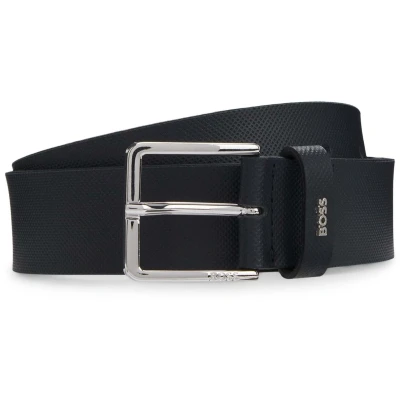 Afbeelding van BOSS Leren Riem Ther Piq_Sz35 Belt W100 Dark Blue Donkerblauw