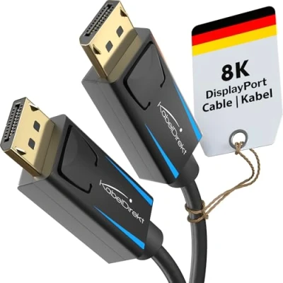 Afbeelding van KabelDirekt 8K DisplayPort kabel (DP naar DP) 1,5 m (overdrachtsnelheden tot 32,4 Gbps, UHD met 8K/60Hz of 4K/120Hz, HBR3, DSC, HDR 10, stekker slot)