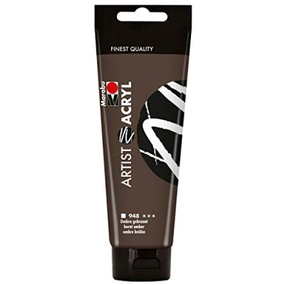 Afbeelding van Marabu Terre d&#039;ombre brûlée 120 ml, fijne acrylverf, artistieke kwaliteit, op waterbasis, sterk gepigmenteerde pastose, zeer goede glans en dekking, set van stuks