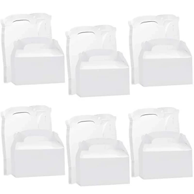 Afbeelding van Belle Vous Witte Kartonnen Feest Geschenk Doosjes (24 Pak) 16 x 9,3 8,6 cm Standaard blanke loot Goodie Bags Voor Kinderverjaardagen, Voedsel, Baby Shower &amp; Huwelijken