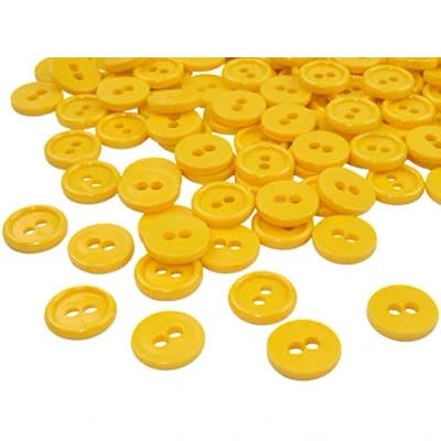 Afbeelding van AERZETIX C56315 set van 100 ronde knoppen Ø 11,5 x 2,2 mm met 2 gaten diameter opening kleur eendengeel kunststof creatieve hobby decoratie naaien fournituren kleding