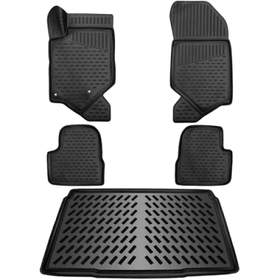 Afbeelding van ELMASLINE 3D Vloermatten &amp; Kofferbakmat voor Peugeot 208 verbrandingsmotor (2019 2025) Niet geschikt hybride en elektrische Automatten Auto accessoires