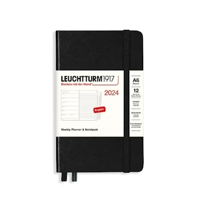 Afbeelding van LEUCHTTURM1917 367747 Weekoverzichten en notitieblok (A6) 2024, 12 maanden, zwart, Engels