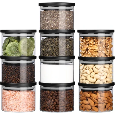 Afbeelding van BELLE VOUS 10 Pack 160 ml Borosilicate Glass Jars with Airtight Black silicone lid