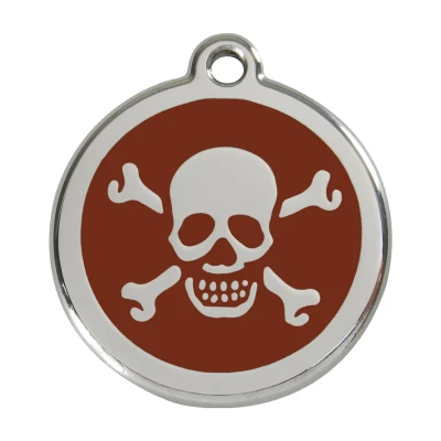 Afbeelding van Cross Bone Brown roestvrijstalen hondenpenning large/groot dia. 3,8 cm RedDingo