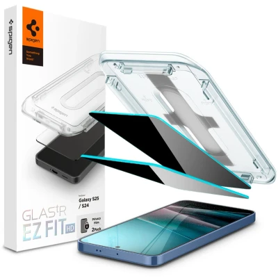 Afbeelding van Spigen Glas tR EZ Fit HD (Privacy) 2 Set Samsung Galaxy S25/S24 (2 Stuk, S25, S24+), Smartphone beschermfolie