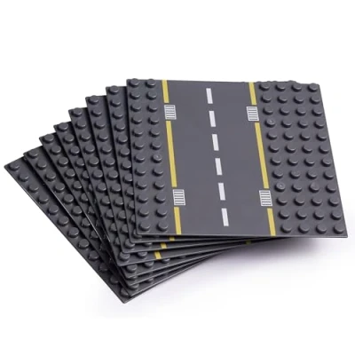 Afbeelding van Apostrophe Games Grondplaten voor grote bouwblokken compatibel met alle merken (straten, 8 stuks)