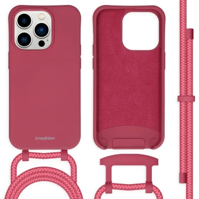 Afbeelding van iPhone 14 Pro Hoesje iMoshion Color Backcover met afneembaar koord Donkerrood
