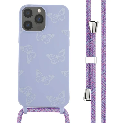 Afbeelding van iMoshion hoesje met koord Geschikt voor iPhone 13 Pro Max Siliconen design Meerkleurig / Butterfly