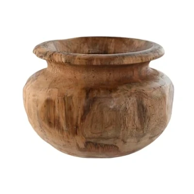 Afbeelding van Home ESPRIT Natuurvaas, donkerbruin, teakhout, 30 x 20 cm