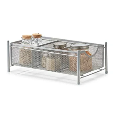 Afbeelding van Zeller keuken/keukenkast organizer uitschuifbaar zilver 26 x 41 20 cm metaal