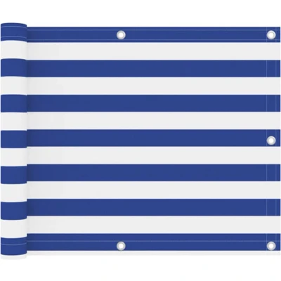 Afbeelding van Balkonscherm 75x300 cm oxford stof wit en blauw