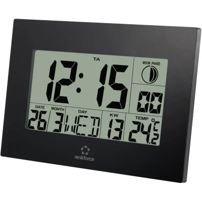 Afbeelding van Renkforce E0311R Wandklok Zendergestuurd 230 mm x 163 28 Zwart