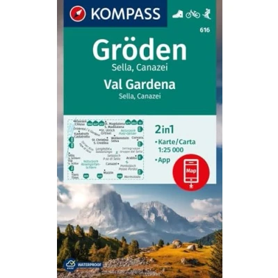 Afbeelding van KOMPASS Wanderkarte 616 Gröden / Val Gardena, Sella, Canazei 1:25.000