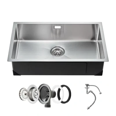 Image de VEVOR Évier de cuisine à encastrer sous plan en acier inox 304 cuve simple 76 cm