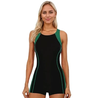 Afbeelding van BEACHKINI Maillot De Bain Femme Une Pièce Dos Ouvert Compétitif,Rayures Vertes,EU 42