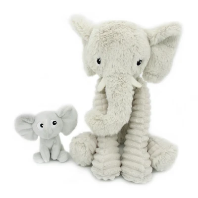 Afbeelding van Les déglingos Ptipotos Pluche Knuffel Dimoitou Grijze Olifant Moeder En Haar Baby