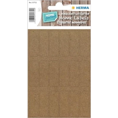 Afbeelding van HERMA 15752 Multifunctionele etiketten, 12 x 34 mm, 18 stuks per vel, 72 stickers, huishoudelijke etiketten om te schrijven, mat, blanco silphia papier, natuurbruin