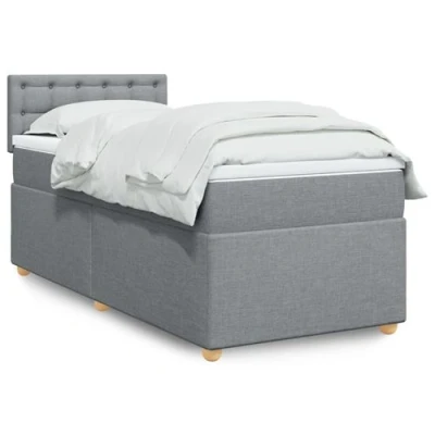 Image de vidaXL Sommier à lattes de lit avec matelas gris clair 80x200 cm tissu