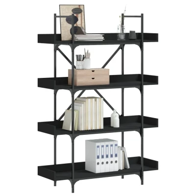 Afbeelding van Boekenkast 4 laags 100x33x145,5 cm bewerkt hout zwart
