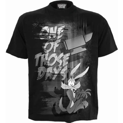 Afbeelding van Looney Tunes Wile E.Coyote Those Days T shirt met zwarte voorkant, zwart, M, zwart.