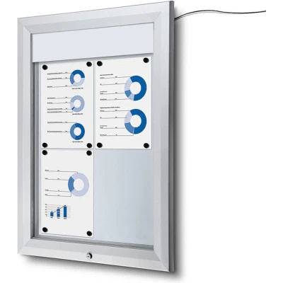 Afbeelding van Vergrendelbaar Notitiebord Outdoor Verlicht Logo 4x A4 Syna SCT4XA4PHLED Horeca &amp; Professioneel