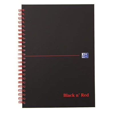 Afbeelding van Oxford Black N&#039; Red Spiraalblok Karton, 140 Bladzijden Ft A5, Geruit 5 Mm Spiraalschrift