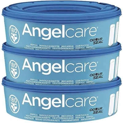 Afbeelding van ANGELCARE luieremmer navullingen 3 cassettes Navulcassette cartouche poubelle a couche Lot de pour système d&#039;élimination des couches