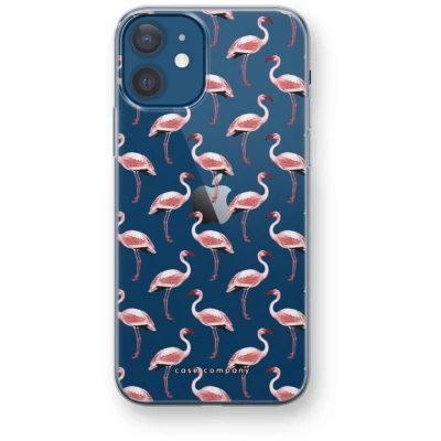 Afbeelding van Case Company® hoesje geschikt voor iPhone 12 mini Flamingo Soft Cover Telefoonhoesje Bescherming aan alle Kanten en Schermrand