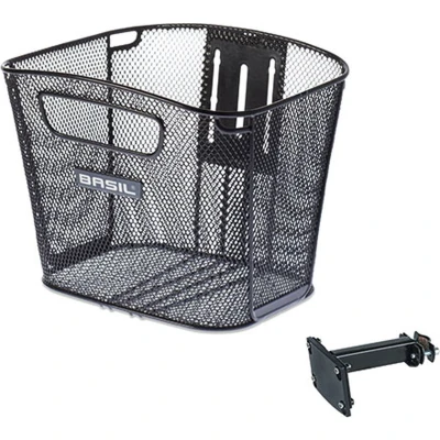 Afbeelding van Fietsmand Basil Bold FM met stuurpenhouder 28 x 34 26 cm zwart